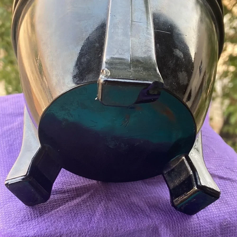 Antique LE Smith Amethyst Greek Black Key Glass Vase Made In USA Home Decor